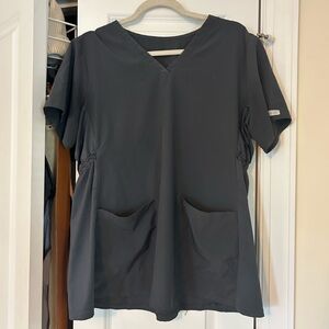 Med Couture Pewter Colored Maternity Scrub Top